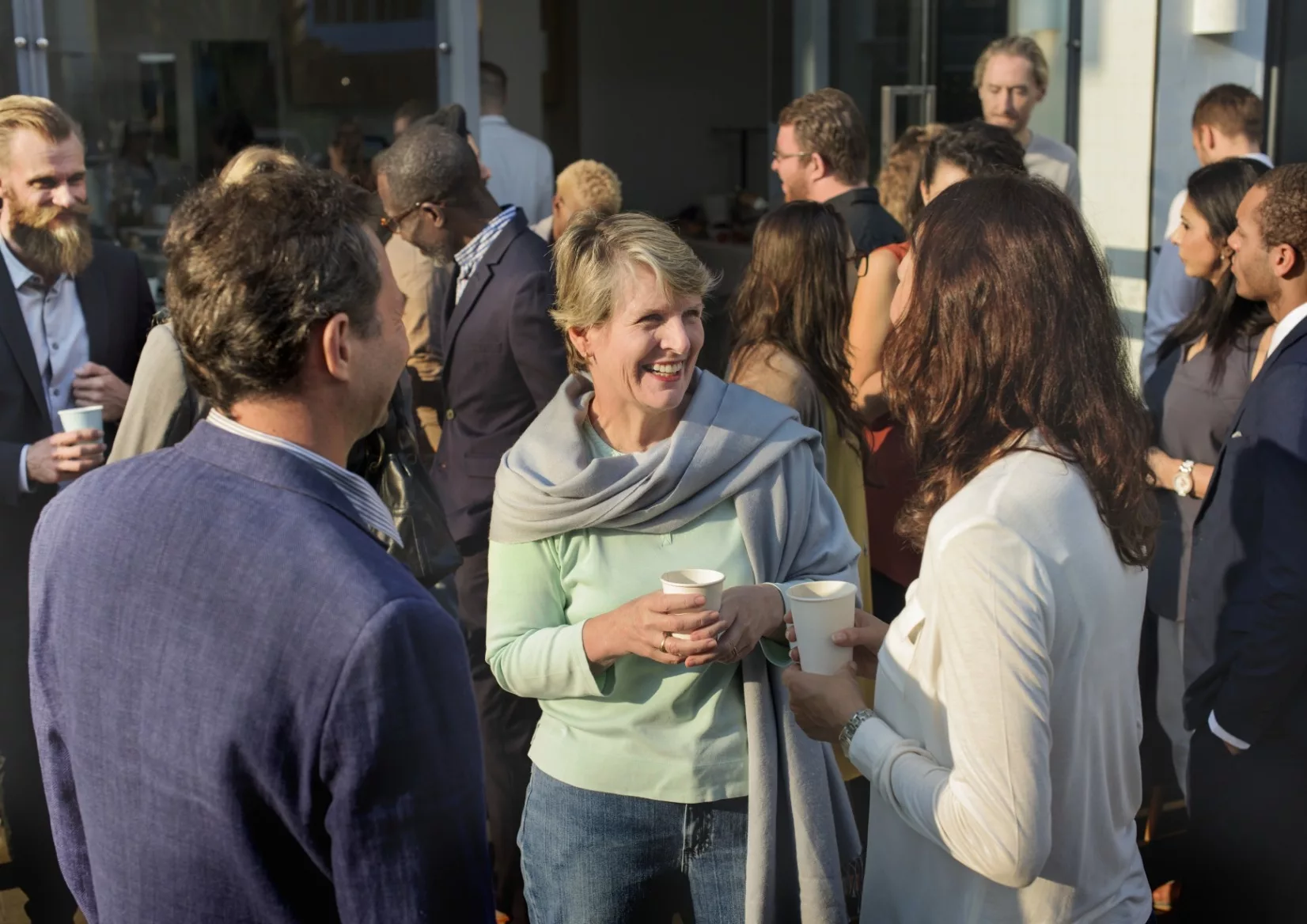 people talking at a community day