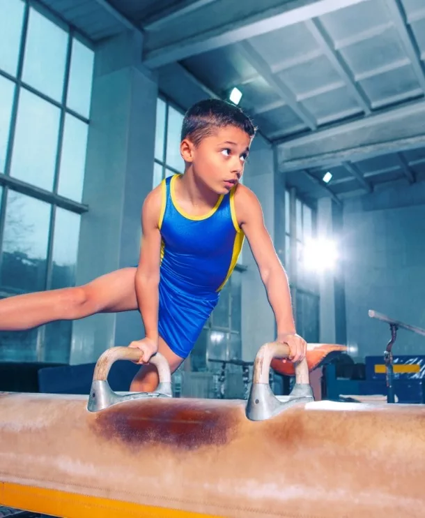 Child doing gymnastics