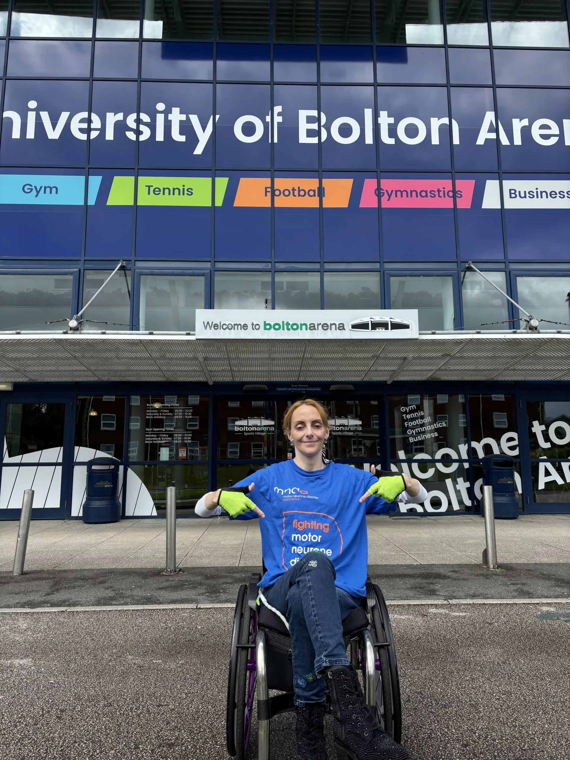 Natalie Amber outside Bolton Arena.