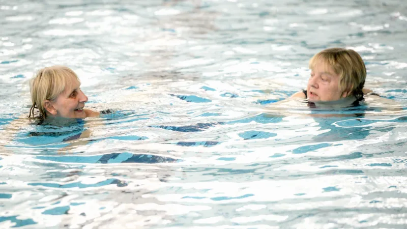 Two ladies in the pool